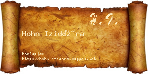 Hohn Izidóra névjegykártya